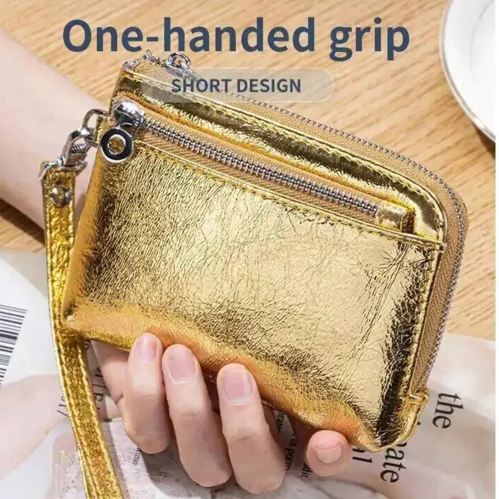 Lady Purse Genuine Leather Clutch Bag Woman Wallet Card Purse Mini Wrist Pouch Textured Storage Bag Lady Coin Bag Female Wallet