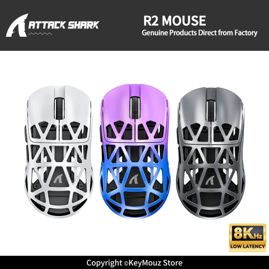 ATTACK SHARK R2 8K Hz Low Latency Mouse Magnesium Shell PAW3950 Sensor 50G Acceleration Web Driver for Pro Gamer