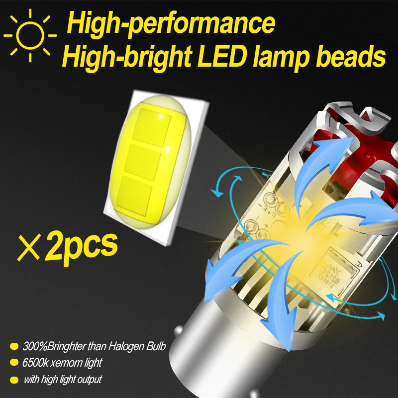 2xSuper Bright P21W PY21W LED Canbus No Error 24W BA15S 1156 7440 3000Lm BAU15S No hyper Flash Amber Turn Signal Lamp 3570s Chip