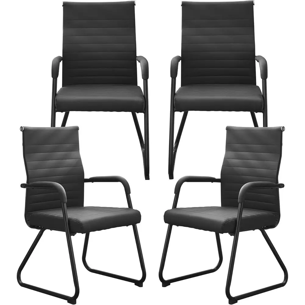 

Oice Gt Chairs Set o 4, ern Leather Retion Chairs with Back & Sled Base, No-Wheel Desk Chairs or Waiting Room & Conerence Room
