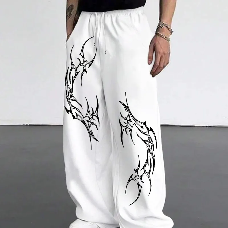 

American Men's Wide Leg Gothic Angel Dark Style Jogging Pants Suitable for Both Men and Women in Autumn and Winter