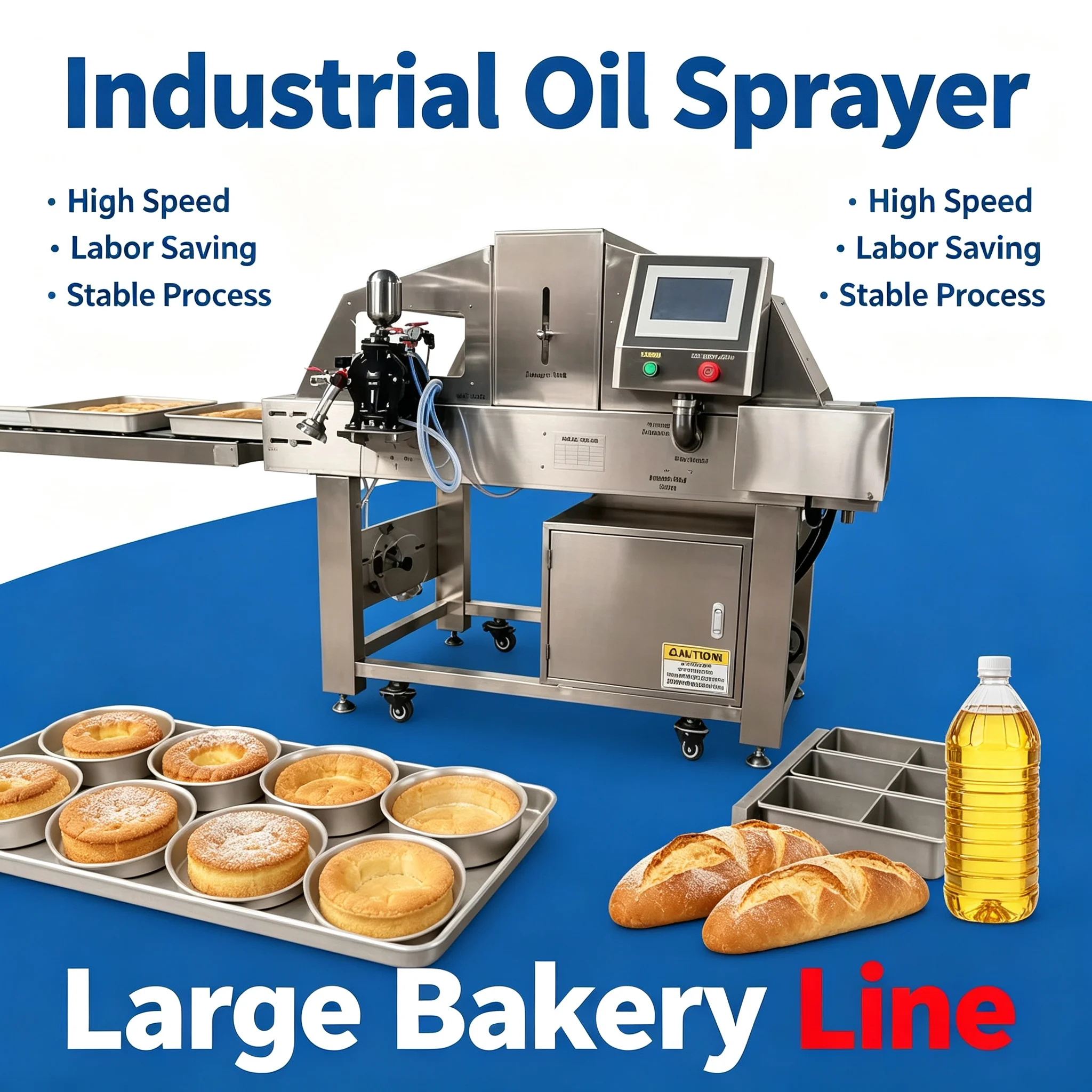 Precise Cake Mold Oil Spraying Machine Stainless Steel Equipment For Mass Bakery Production Customized