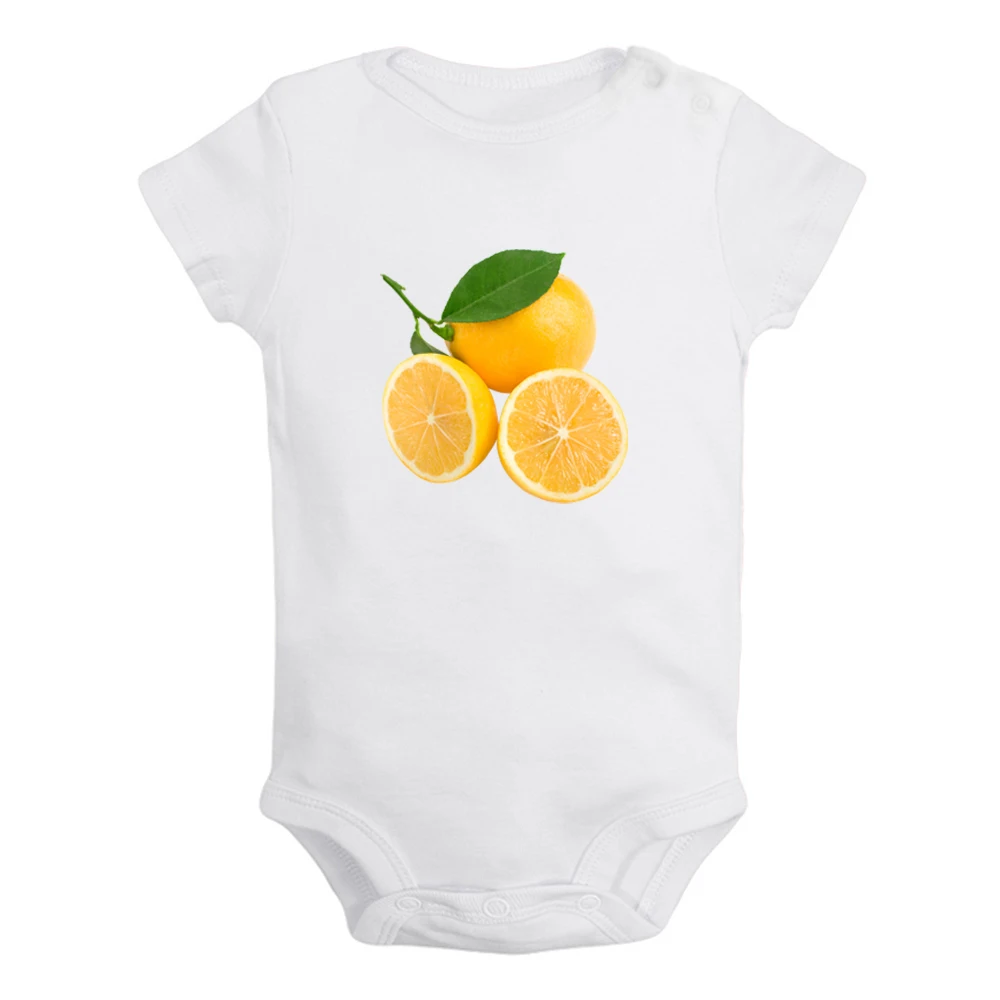 

iDzn New Sour Fruit Lemon Printed Graphic Cute Baby Rompers Boys Girls Short Sleeves Bodysuit 0-12M Infant Jumpsuit Kids Clothes