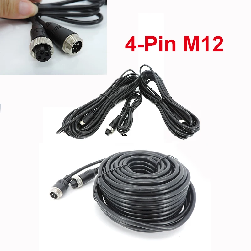 4-Pin M12 Aviation Video Extension Cable 1M 2M 5M 7M 10M 15M 20M for CCD Reversing Camera Camper Trailer