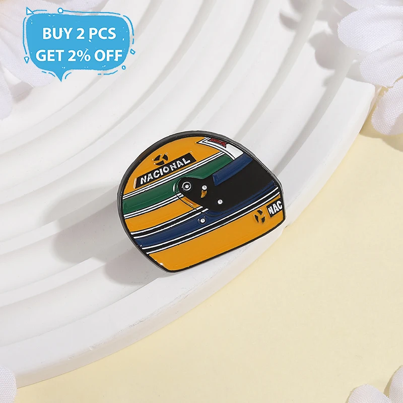 Racing Driver Enamel Pins Ayrton Senna Helmet Metal Brooches Fashion Lapel Badge Backpack Clothes Jewelry Gift for Friends