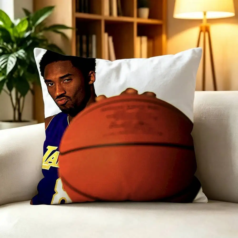 K-Kobe Bean B-Bryant Square Double-Sided Printed Pillow Case Sofa Cushion Cover Bedroom Bedside Decor