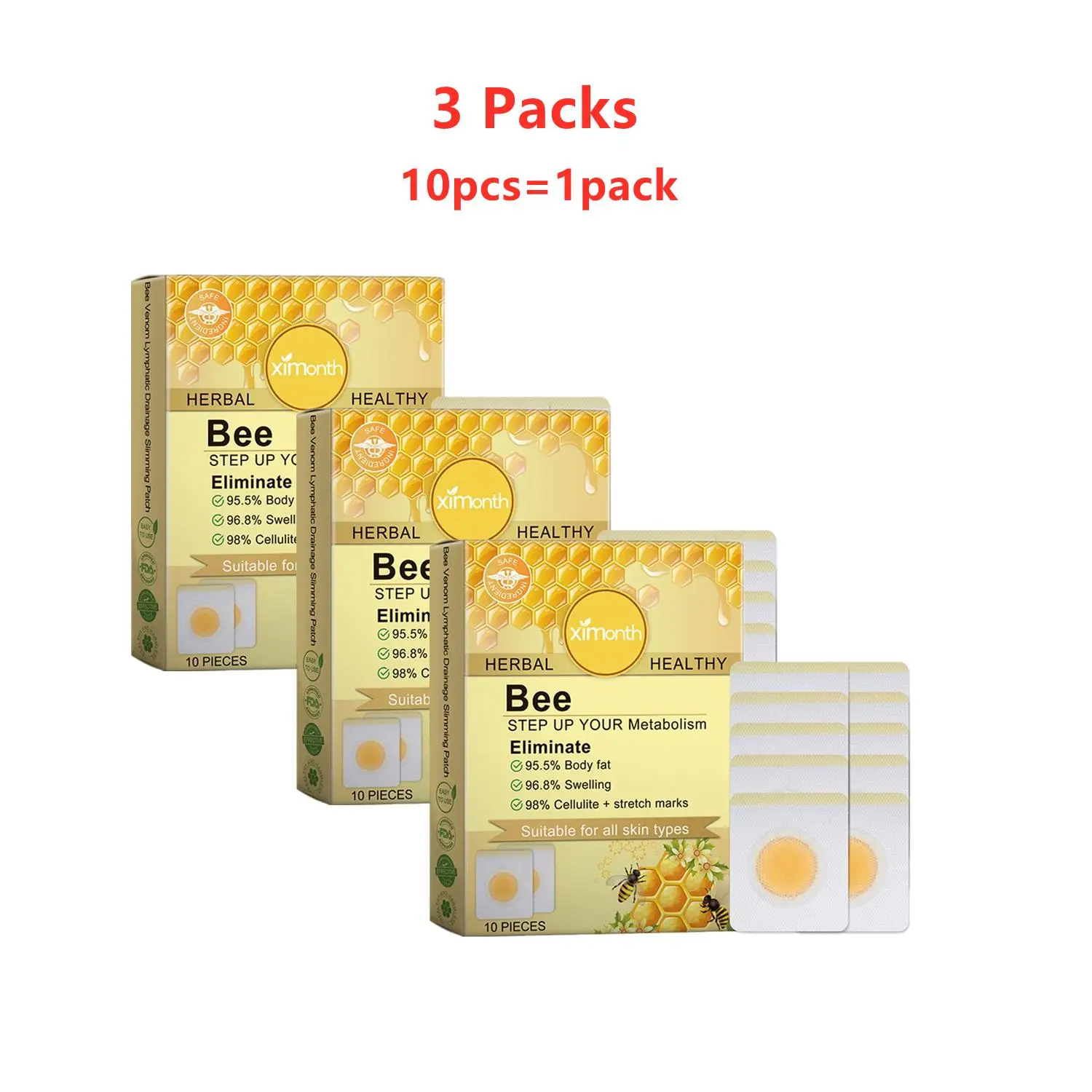 

30pcs Bee Lymphatic Drainage Slimming Patch Weight Loss Belly Fat Burning Lifting Shaping Skin Care Lymphatic Detox