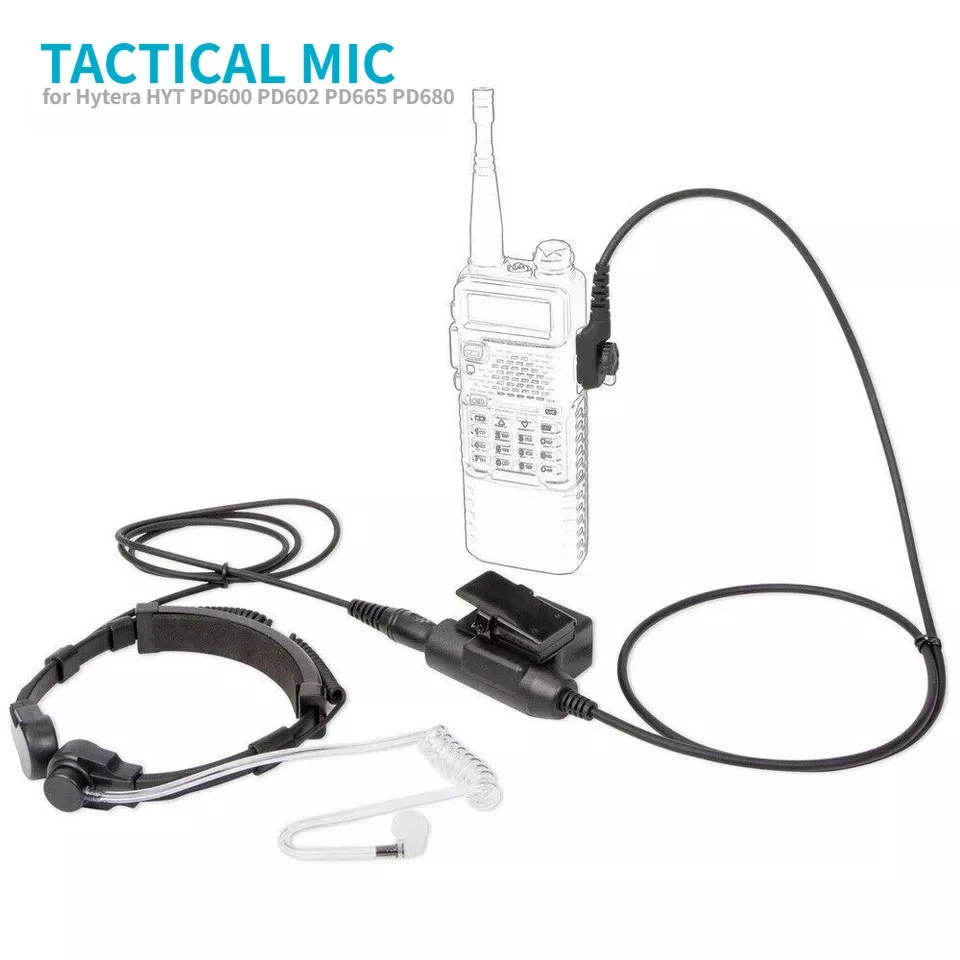 

NATO Telescopic Throat Vibration Mic Headset Microphone U94 PTT Cable for Z Tactical Walkie Talkie Hytera HYT PD600 PD602 PD680