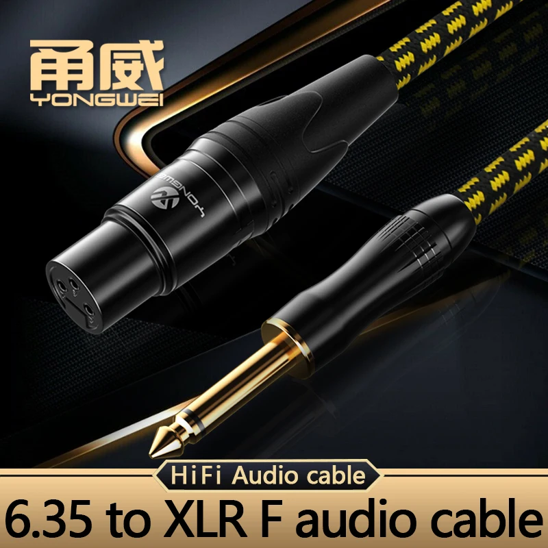 

YONGWEI Cable de micrófono XLR de 3 pines a Jack de 6.5mm, Cable auxiliar de 6.35mm/6.5mm, macho a XLR hembra para amplificador