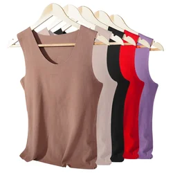 Women Winter Warm Underwear Thermal Inner Wear Vest XL-3XL Crew Neck Tank Tops Thermo Tops Sleeveless Body Slim Undershirt