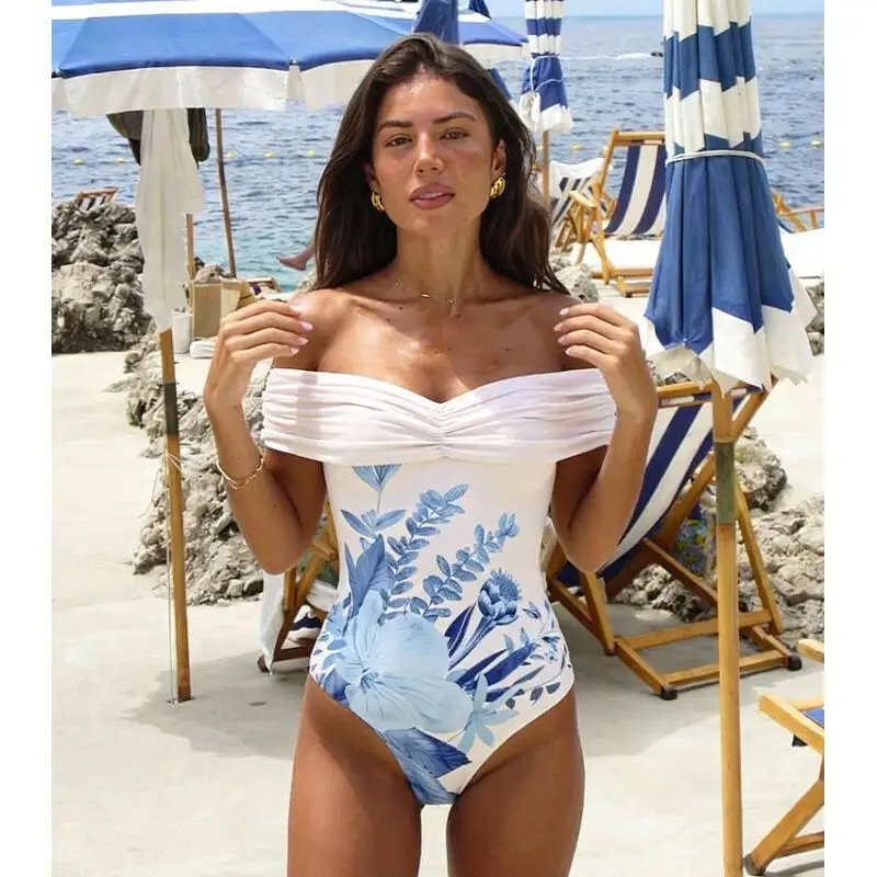 Flaxmaker 2026 Elegant Women Swimsuit And Skirt Vintage Printed One Piece Swimwear Female Beachwear Biquini conjunto de