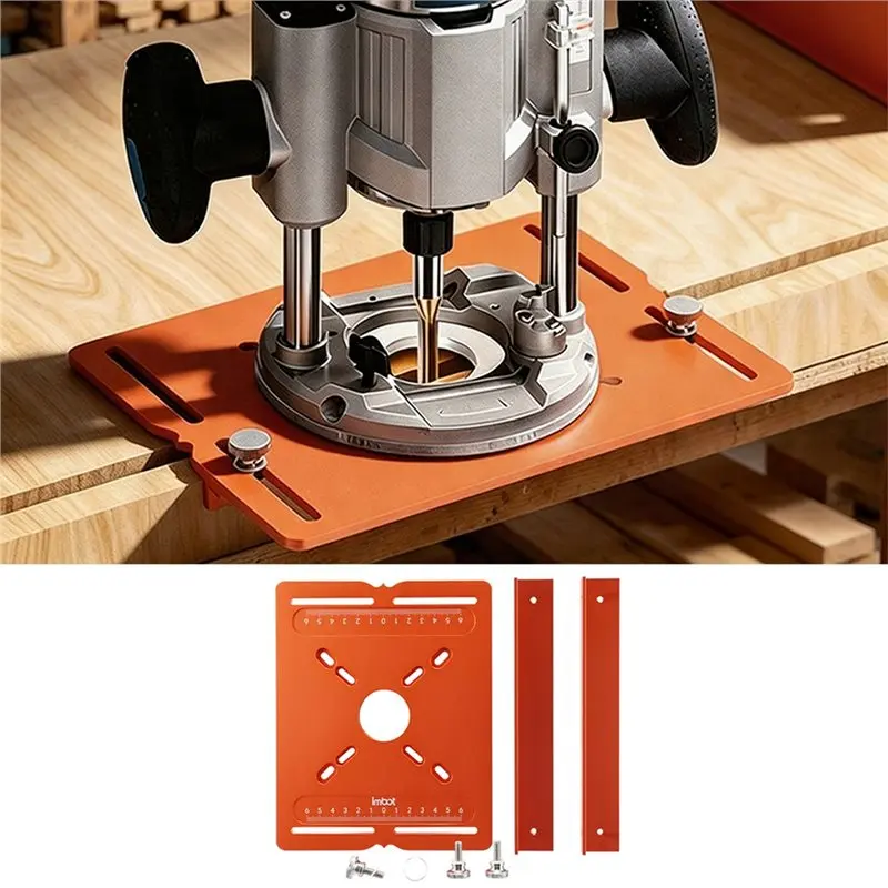 [NEWA08R】 Upgraded Slotting Router Plate Router Grooving Base Plate Trimmer Base For Edge-Trimming Machine Positioning Auxiliary