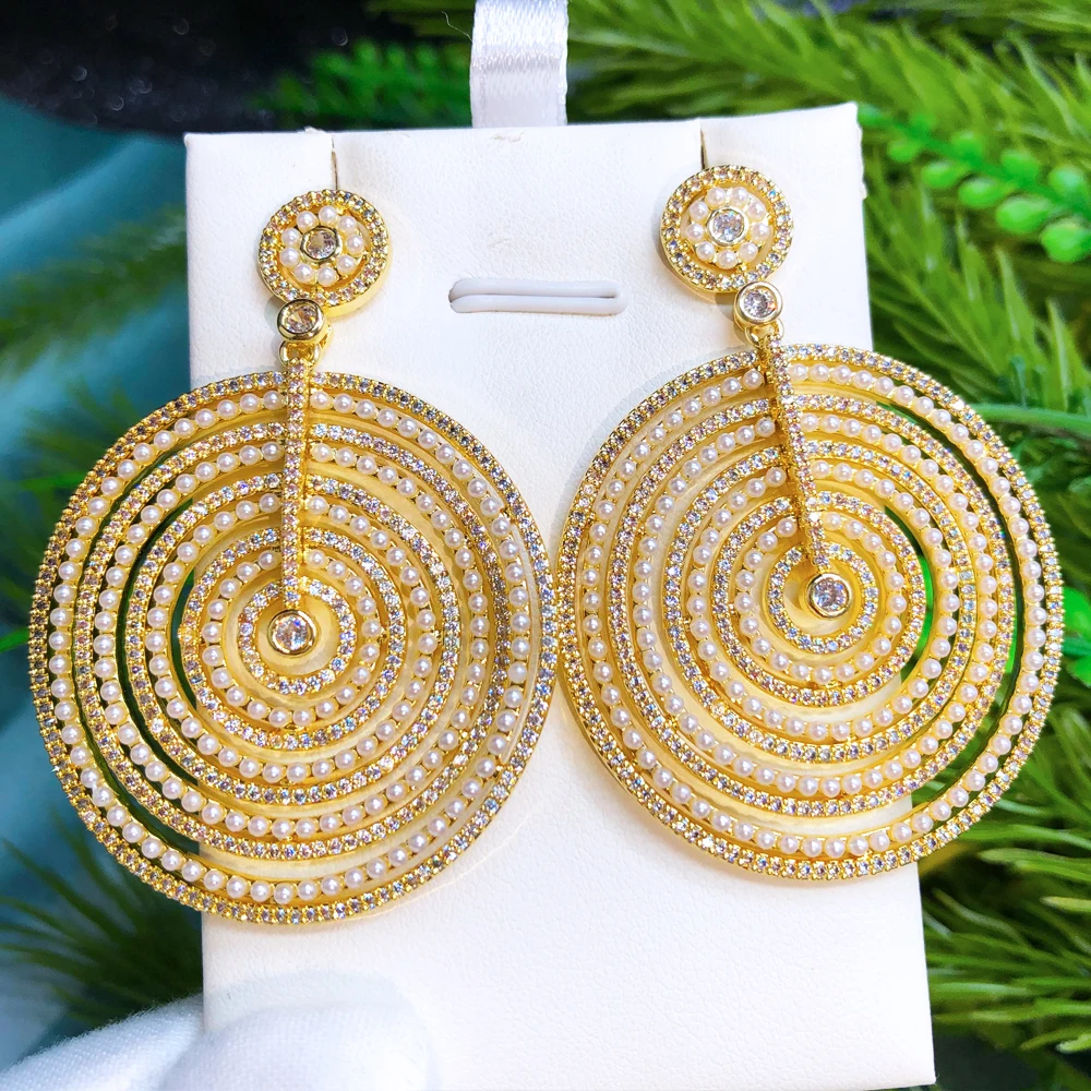 

SORAMOORE Luxury Big Round Earrings for Women Lady Girl Party Show Daily Fashion Bridal Wedding Party Jewelry High Quality