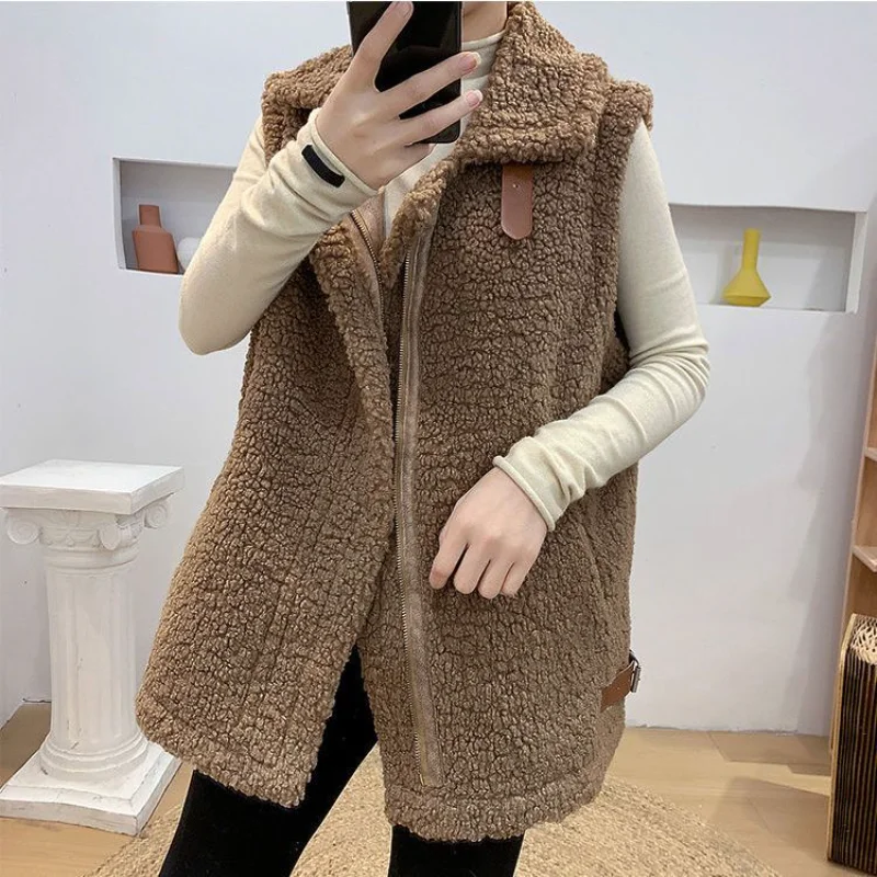 سترات فضفاضة للنساء سترات شتوية بدون أكمام موضة كورية دافئة مريحة ملابس مناسبة للمراهقين تصميم رائع #4