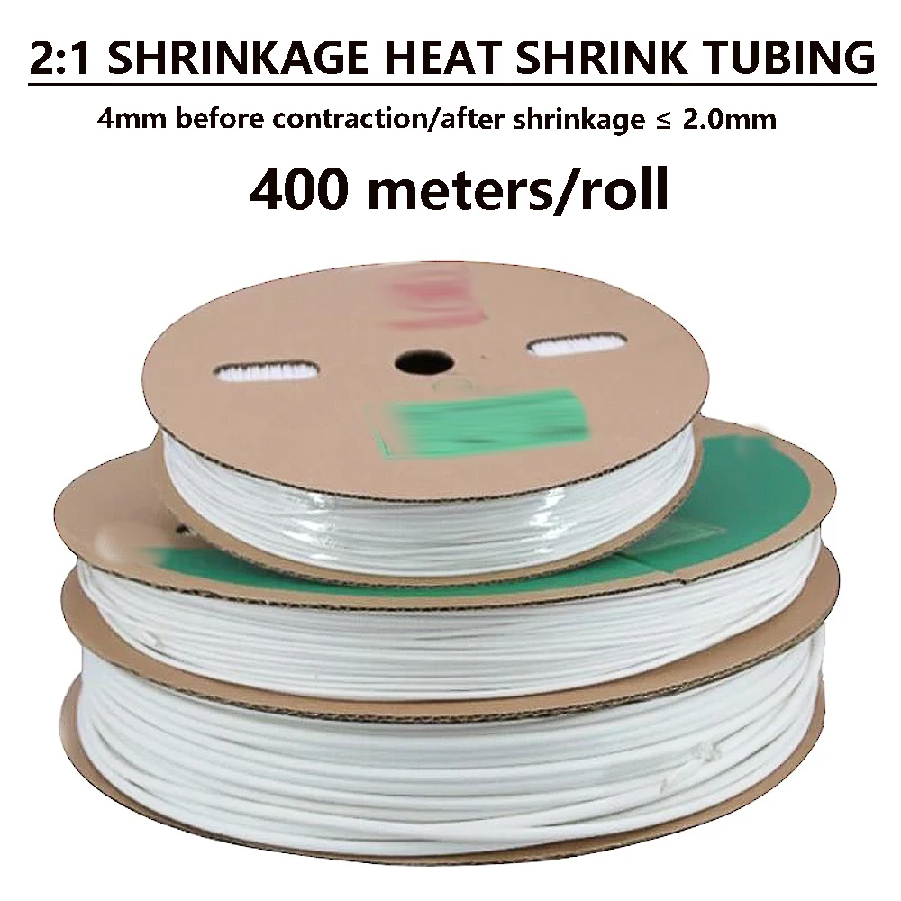 4mm Shrinkage ratio of 2:1 White wordless flame retardant PE conduit after shrinkage ≤2.0mm Can be used for printer ID printing