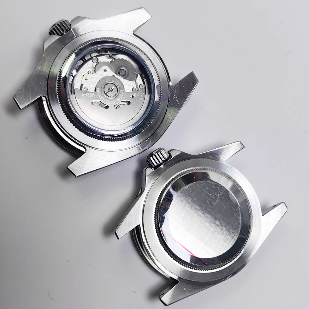 Relógio retrô masculino de aço 40mm, sem pulseira, mostrador azul, moldura preta e azul, movimento automático nh35, vidro reforçado resistente à água