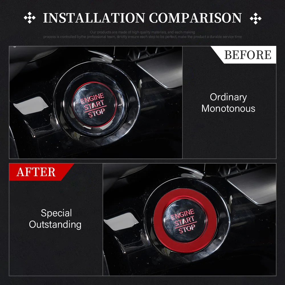 LECART لهوندا سيفيك اكسسوارات 11th Gen 2022 20223 2024 CR-V 2023 2024 الإشعال غطاء أزرار ملصق سبائك الألومنيوم دفع ل