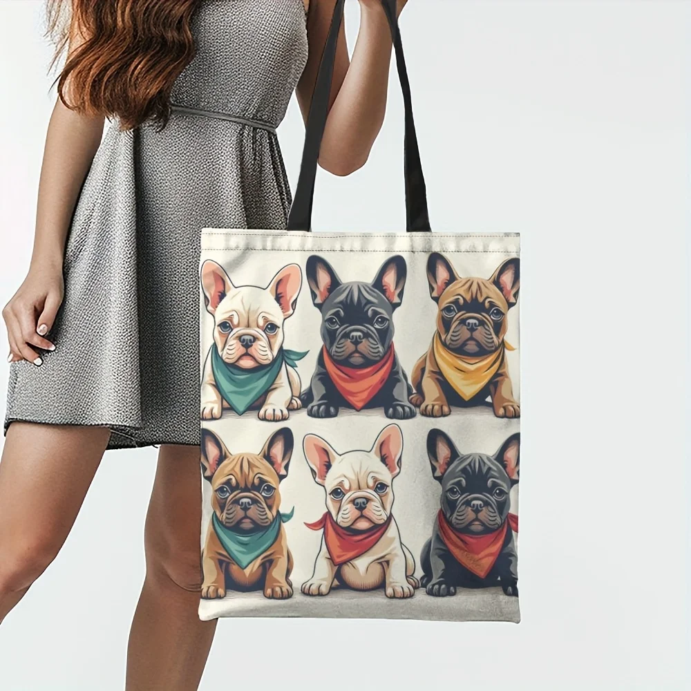 Shopping Bag Canvas Shopping Bag Cute Doggy Design Large Tote Bag for Shopping Daily Use Gift for Mothers Educators Friends