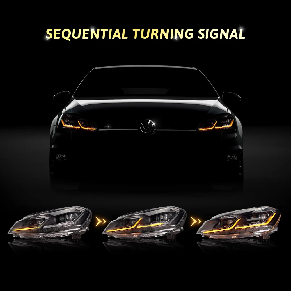 Archaische LED-Scheinwerfer passend für GOLF 7-Scheinwerfer mit sequentiellem Blinker 2014–2017 für Golf Mk7 mit 7,5-Look