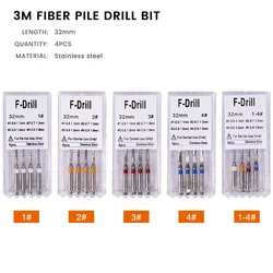 4pcs Dental Drills For Fiber Post Engine Use Stainless Steel Drills Dentistry Reamers Drills Endodontic Root Canal Files
