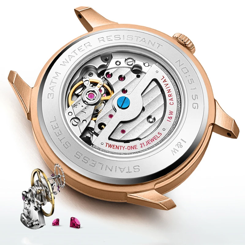 Carnival High-end Series I&W Brand Luxury Sapphire Mechanical Watch for Men Week Date MIYOTA Movement Automatic Watches Mens