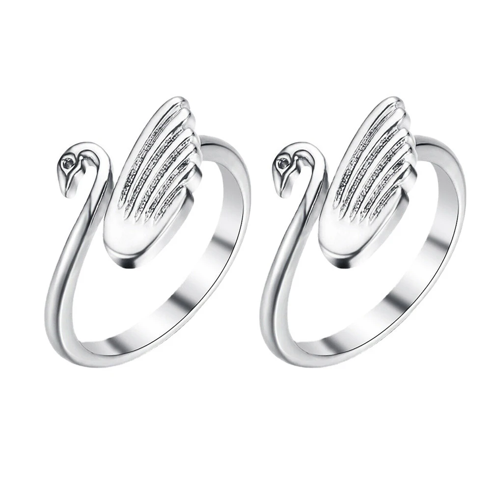 

2PCS Sewing Thread Rings Yarn Knitting Copper Adjustable Swan Loop Elegant Decorative Easy Wear Maintain Tension Quilting