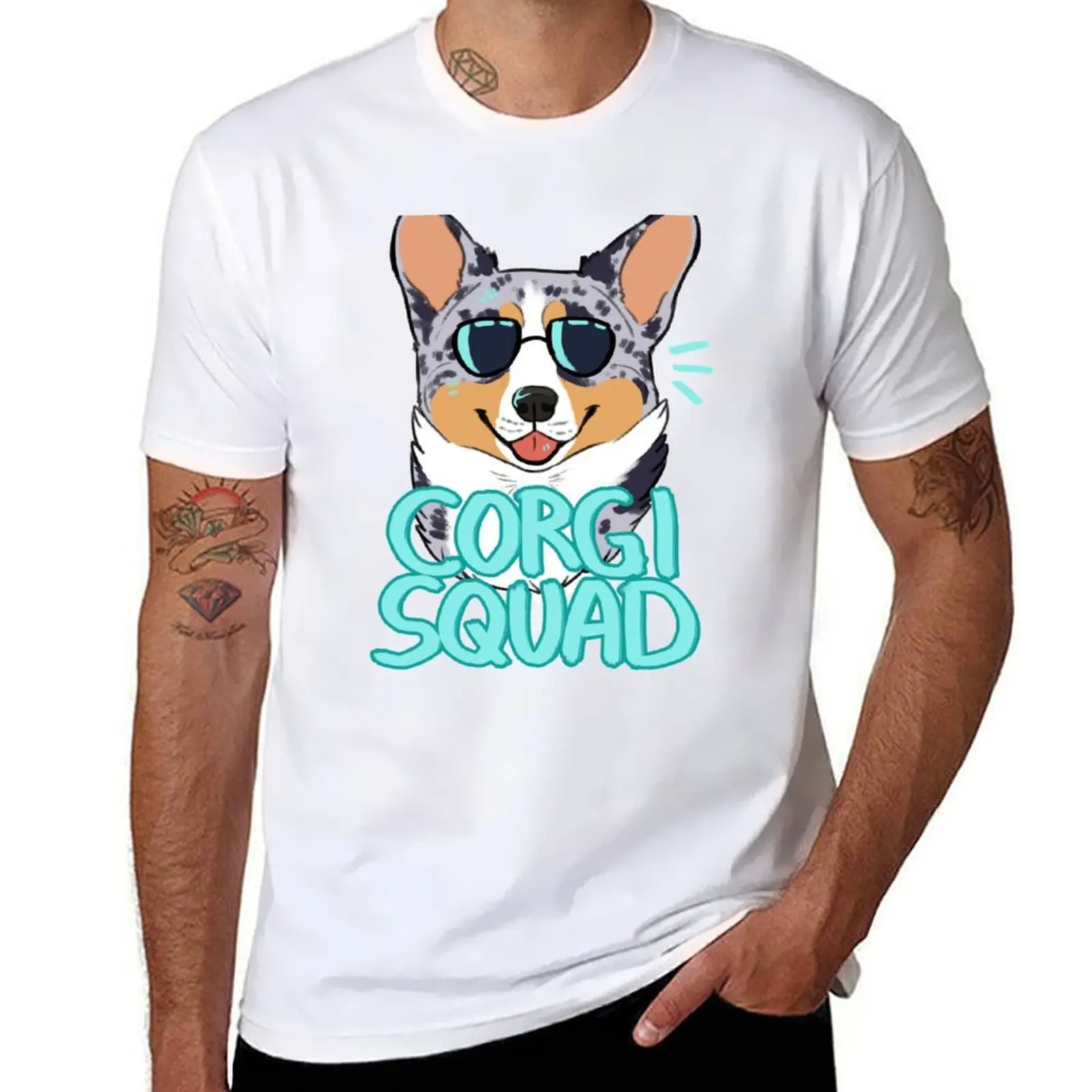 

CORGI SQUAD (merle tricolor) T-Shirt t shirt man plain t shirt for man T-Shirt