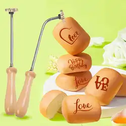 French Bread Branding Stamp LOVE Letters Cake Iron Handheld Hot Press Rod Embossing Brass Stamp 3cm Width 5mm Threaded Hole