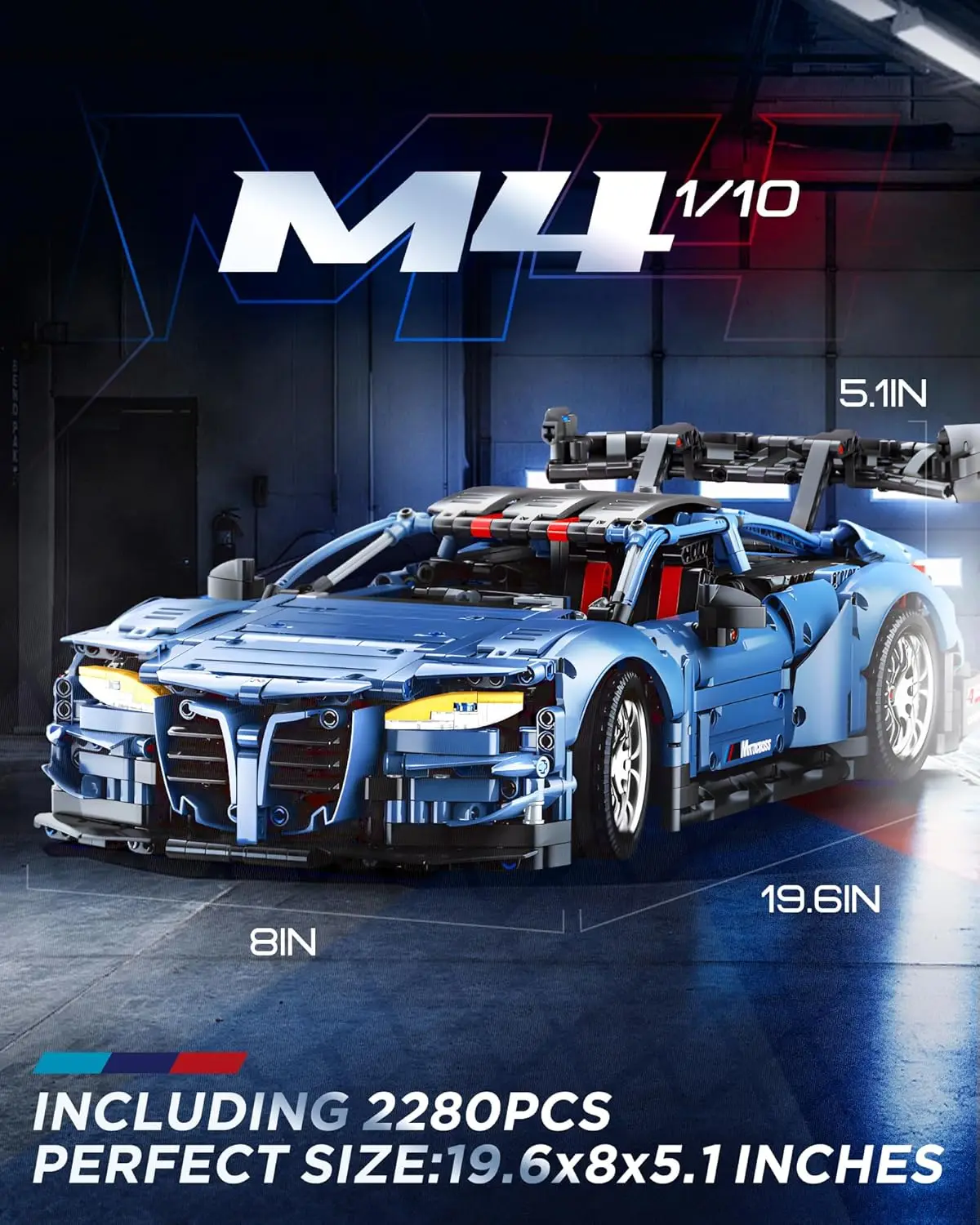 Sportwagenbouwset, schaal 1:10 M4 race-technische auto voor volwassenen Verzamelauto's ingesteld om te bouwen, bouwen en weergavemodel voor