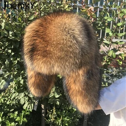 2024 Cap 100% Raccoon Dog Full Fur Fox Fur Hat Men's Fur Ear Protection Winter Thickened and Warm Russian Hat Men's Trend