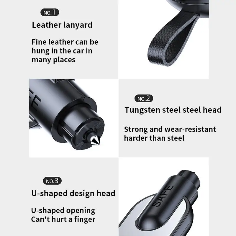 Tungsten Steel Head Multi-function One-second Escape Device Car Safety Life-saving Hammer Car Window Breaking Artifact