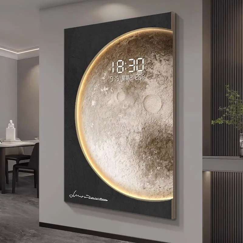 Stereo double-layer intelligent radar digital display clock entrance decorative painting