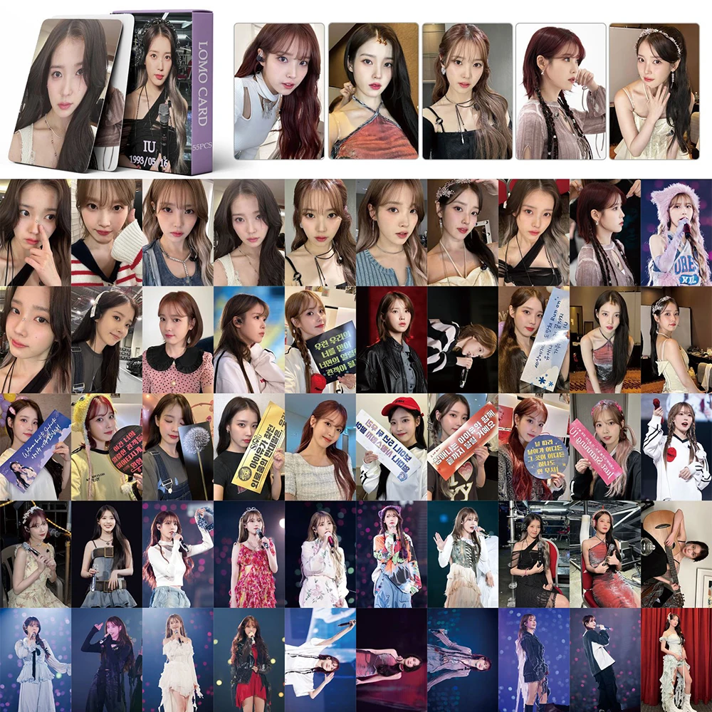 55PCS/  Kpop IU The Golden Hour lomo card HD Photo fan collection lilac Lee Ji Eun idol card album gift