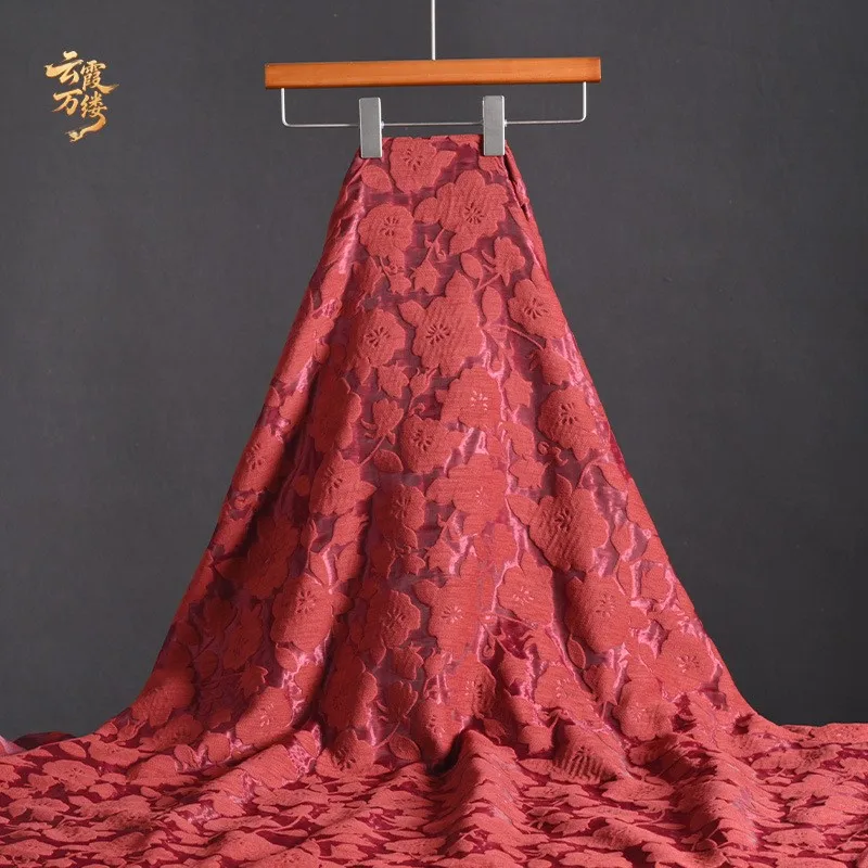 New textured floral tassel jacquard fabric Hanfu dress handcrafted clothing designer