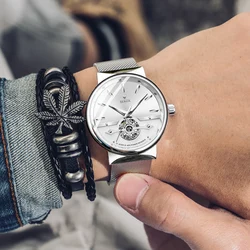 2026 SKROX Original High-End Luxury Elegant Automatic Movement Clockwork Thin Man Watch Mechanical Waterproof Male Wrist Watches