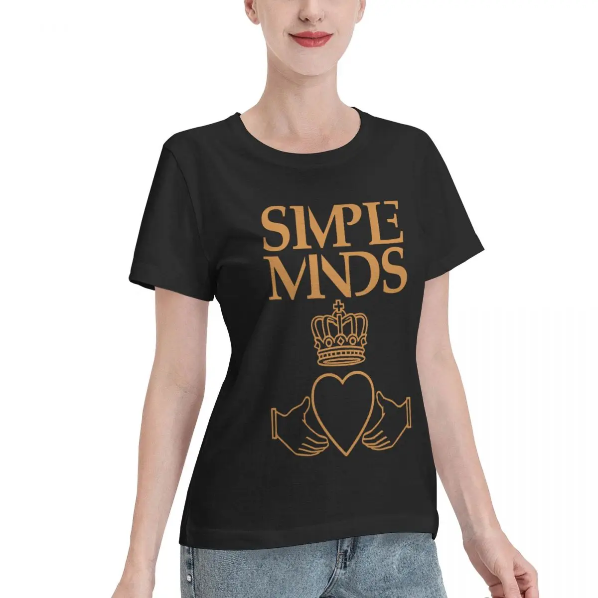 Hot Sale Simple Minds Logo Women's T-shirt French Style Wear Resistant Top