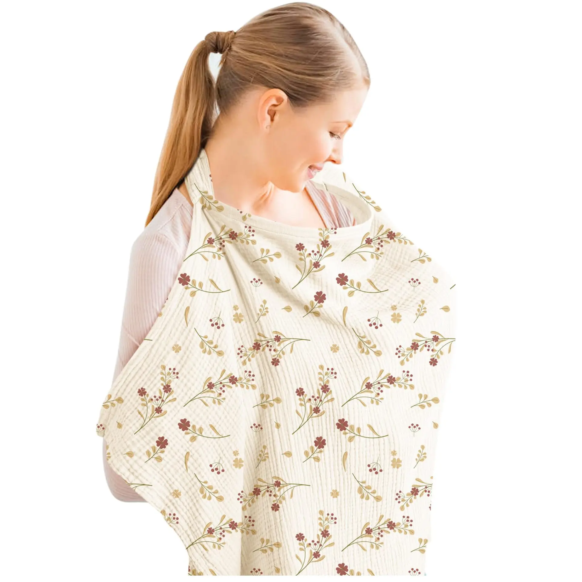 100% Cotton Mother Outing Breastfeeding Cover Muslin Baby Feeding Nursing Shawl Adjustable Privacy Apron Stroller Blanket