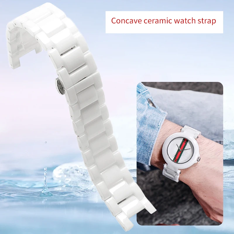 Correa de reloj de cerámica perlada con muescas para mujer, pulsera original Gucci GC FOSSIL Tian Wang Mido, correa de 16x9 18x10 20x12mm