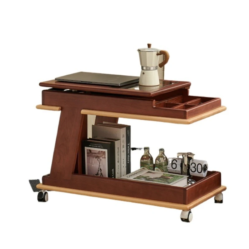 

Подъемный чайный столик из массива дерева в скандинавском стиле для небольшой квартиры, гостиной, дома, многофункциональный боковой шкаф из вишневого дерева