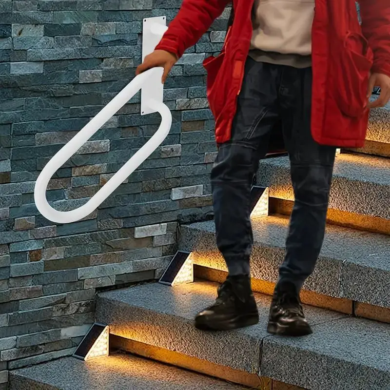 บันไดคว้าราวติดผนังราวบันไดกลางแจ้ง Disability ความปลอดภัย Mobility Handrail สําหรับ 1-3 Stepladders ห้องน้ําแขน