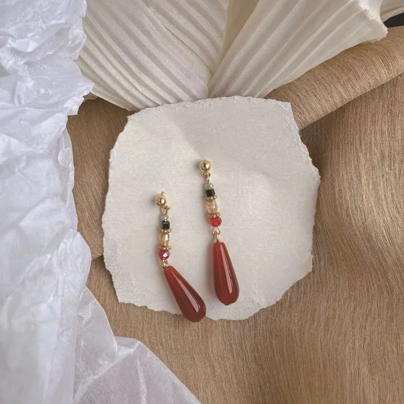 Teardrop Clip Earrings Long Chinese Classic Vintage Silver Plated Premium Versatile Women Office Casual Party Women Earrings