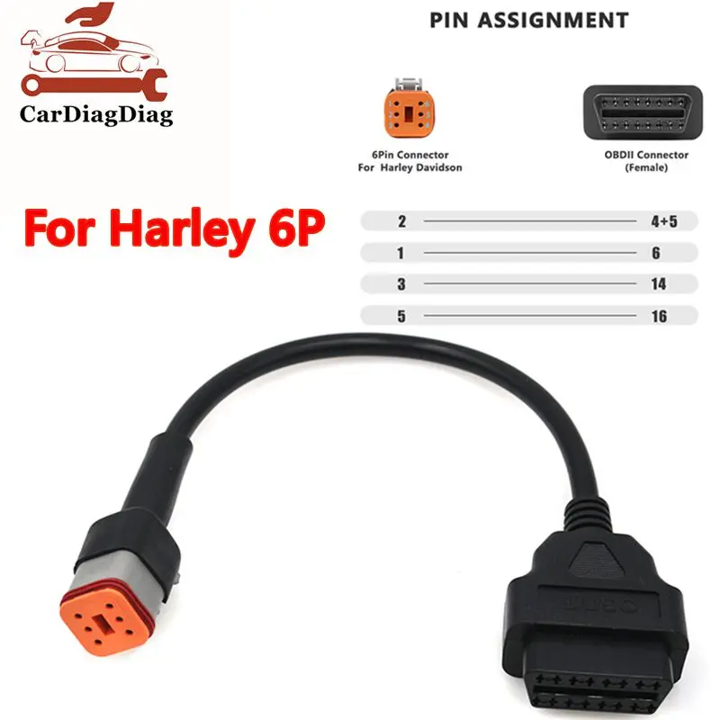 

Диагностический кабель OBD2 для мотоциклов Harley с 6-контактным разъемом, удлинительный кабель OBD2 для мотоциклов, высочайшее качество