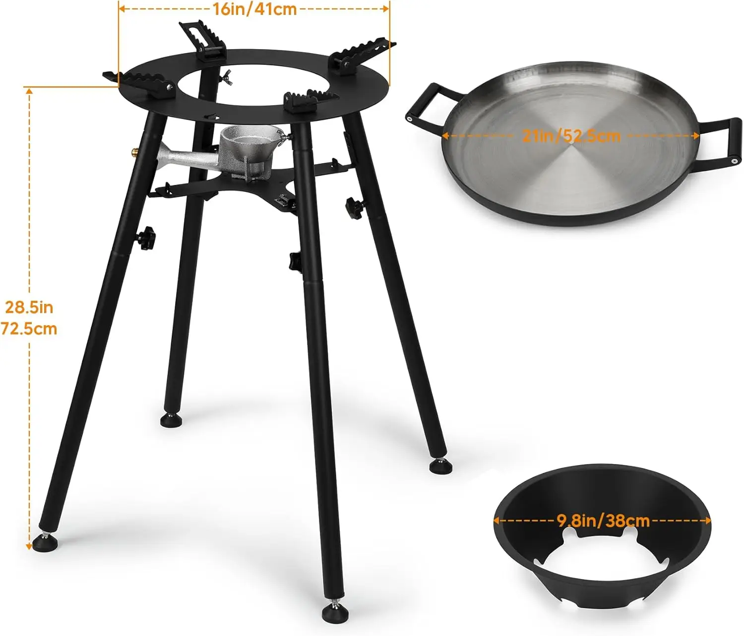 Onlyfire UPGRADED Paella Burner and Stand Set with 21 Inch Frying Pan and Reinforced Legs, GS300 Outdoor Cooking System Portable