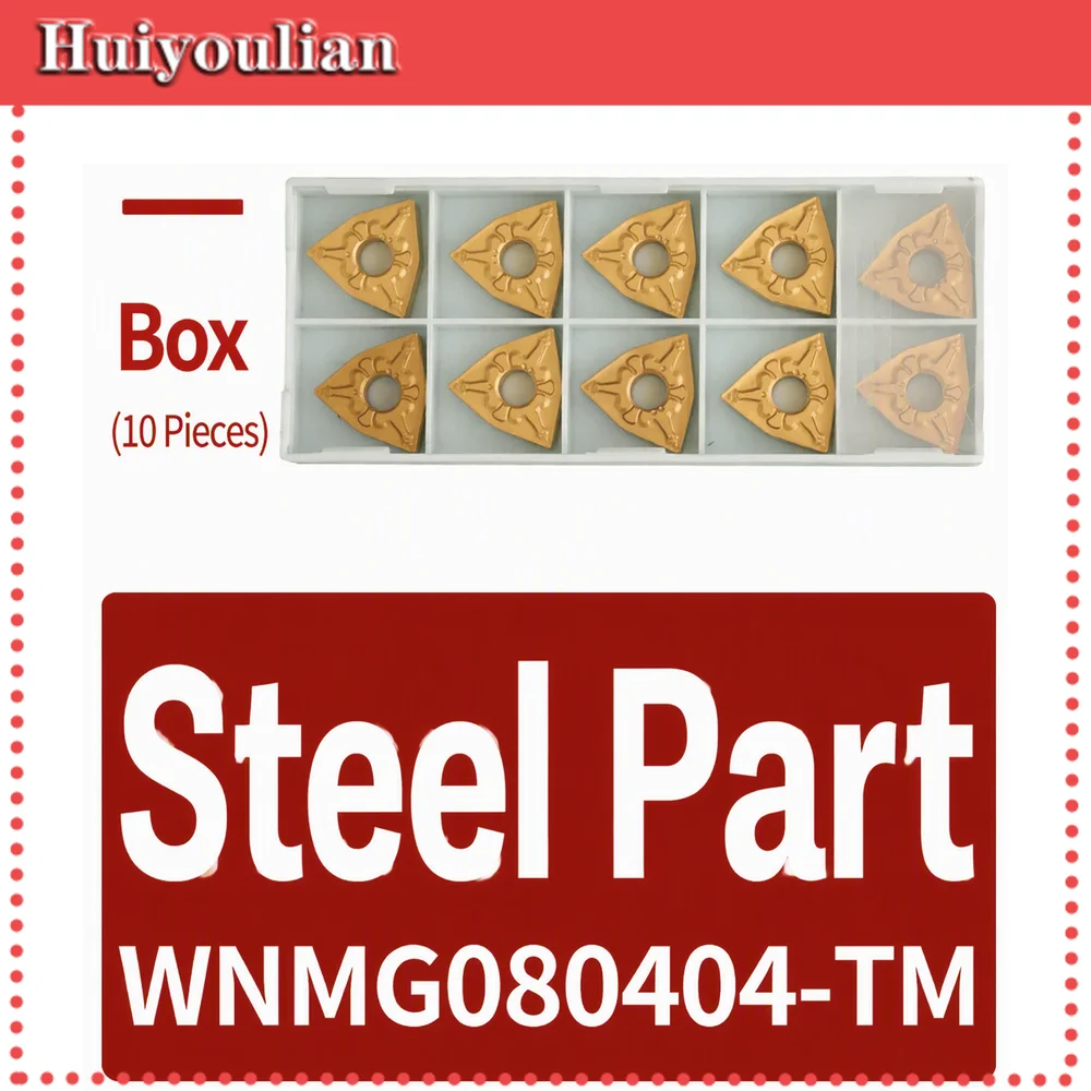 WNMG080404-TM Carbide Turning Insert 10PCS CVD Coated for Steel CNC Lathe Tool WNMG080404 0.4mm Radius