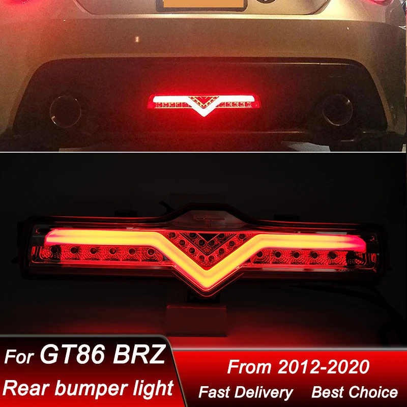 Pop Car Brake Lights For Toyota GT86 & Subaru BRZ 2012-2020 FULL LED Rear Bumper Light Dynamic Turn Signal Light Tail Lamp Assem