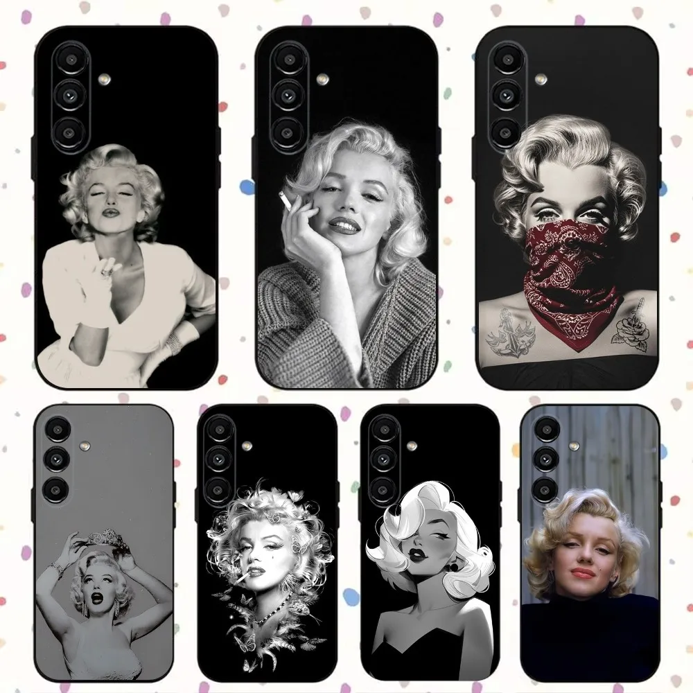 M-Marilyn M-Monroe Retro Phone Case For Samsung S24,S21,S22,S23,S30,Ultra,S20,Plus,Fe,Lite,Note,10,9,5G Black Soft Cover