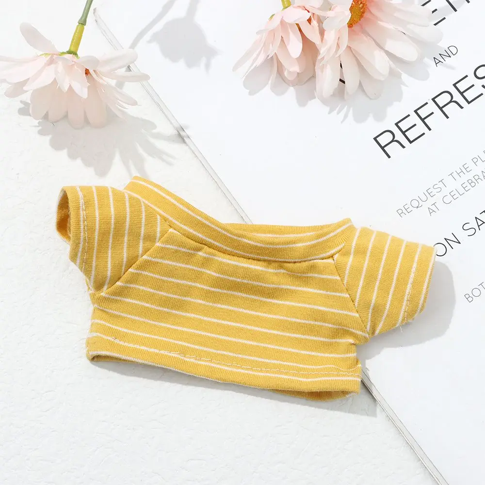 Juguete para jugar a la casa, juego de vestir cambiante, ropa de ídolo, camiseta de manga corta a rayas de 20CM, algodón