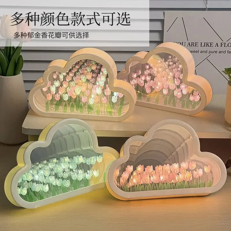 Tulip Cloud Sea of Flowers Handmade Night Light Creative Light Atmosphere Light Transparent Qixi Lovers Gift Desktop JJ4773