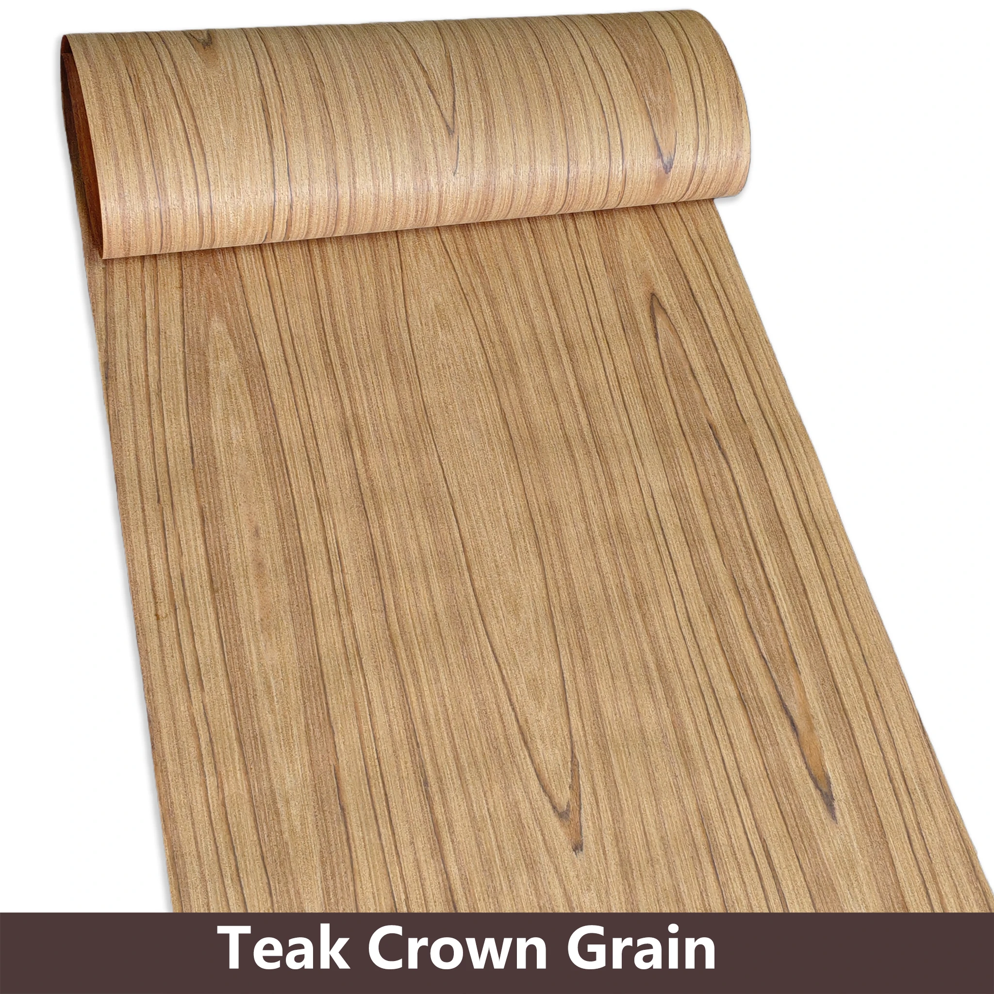 58x250cm Teak Crown Grain Engineered Wood Veneer For Decorative Wall Panels Furniture Design Cabinet Surfacing