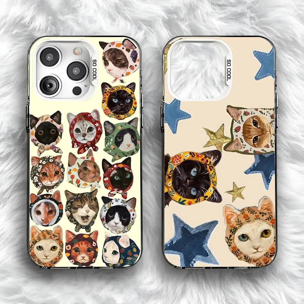 

Fashion B-Babushka Cat Phone Case For iPhone 16,15,14,13,12,11,Pro,Max,Plus,Mini,SE Anti Fall Gray White Matte Hard Bumper